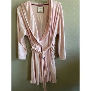 NAUTICA Terry Cloth Robe Wrap size L Large ~ Knee Length, Hooded Robe ~ PINK